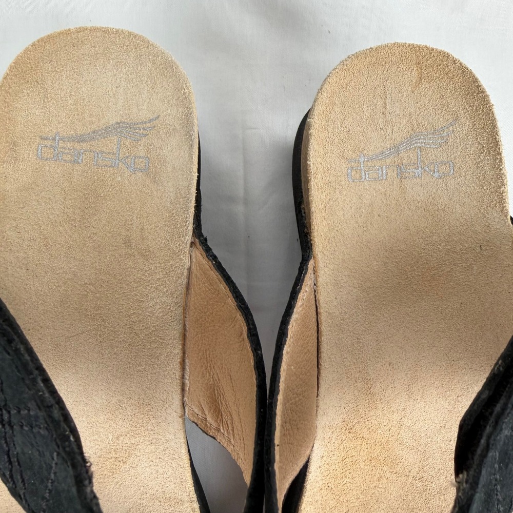 Dansko Maurice Black Nubuck Leather Wedge Slide Sandals Womens 9 - Picture 7 of 10